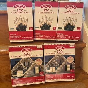 Holiday Time Clear Mini and Icicle Lights with Green and White Wire